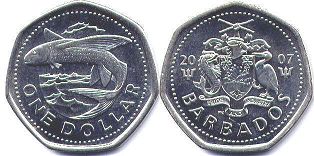 монета Барбадос 1 доллар 2007