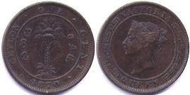 монета Цейлон 1 цент 1870
