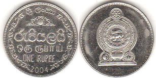 монета Цейлон 1 рупия 2004