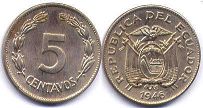 монета Эквадор 5 сентаво 1946