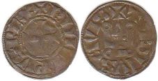 монета Франция денье 1290-1295