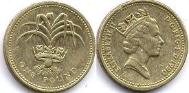 монета Великобритания 1 фунт 1990