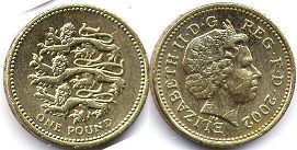 монета Великобритания 1 фунт 2002