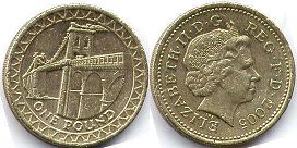 монета Великобритания 1 фунт 2005