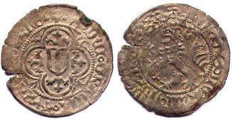 монета Тюрингия 1 грошен без даты (1445-1482)