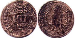 монета Падерборн 4 пфеннига 1693