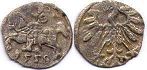 монета Литва 1 денарий 1558