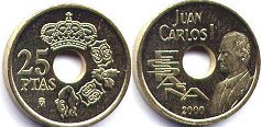 монета Испания 25 песет 2000