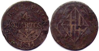 монета Барселона 4 кварты 1811