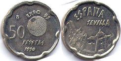 монета Испания 50 песет 1990
