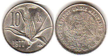 Мексика монета 10 сентаво 1977
