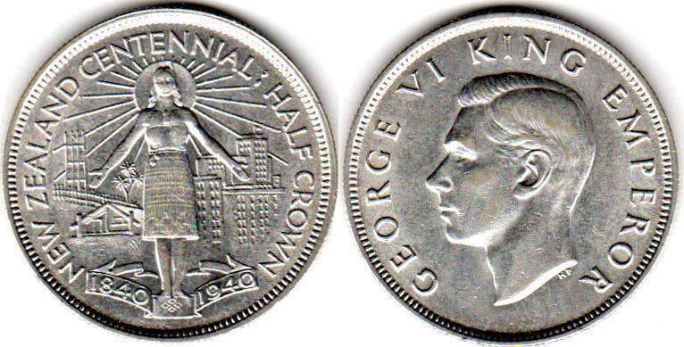 монета Новая Зеландия 1/2 кроны 1940