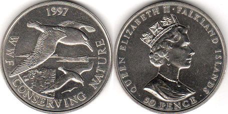 монета Фолклендские Острова 50 пенсов 1997