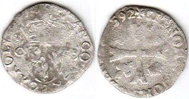 монета Франция дузен 1592