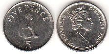 монета Гибралтар 5 пенсов 2007