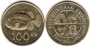 монета Исландия 100 крон 2007