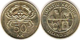 монета Исландия 50 крон 2005