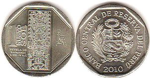 монета Перу 1 новый соль 2010