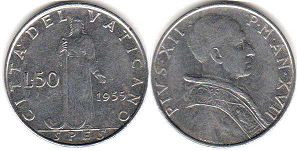 монета Ватикан 50 лир 1955