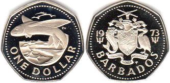 монета Барбадос 1 доллар 1973