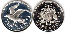 монета Барбадос 10 центов 1973