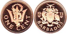 монета Барбадос 1 цент 1973
