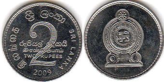 монета Цейлон 2 рупии 2009