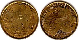 монета Эфиопия 10 центов 2004