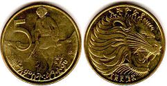 монета Эфиопия 5 центов 2004
