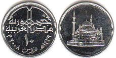 монета Египет 10 пиастров 2008