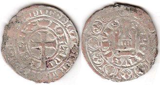 монета Франция денье грош 1355