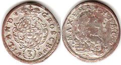 монета Бавария 3 крейцера 1690