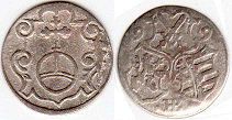монета Саксония драйер (3 пфеннига) 1599