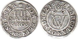 монета Брауншвейг-Люнебург-Целле 4 мариенгрошена 1667