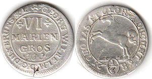 монета Брауншвейг-Люнебург-Целле 6 мариенгрошей 1689