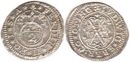 монета Эттинген 2 крейцера 1625