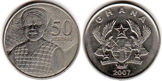монета Гана 50 песев 2007