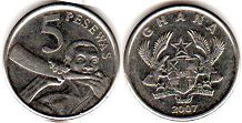 монета Гана 5 песев 2007