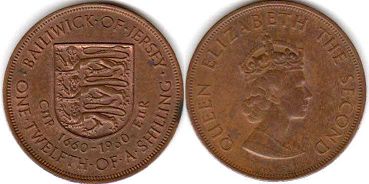 монета Джерси 1/12 шиллинга 1960