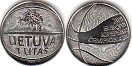 монета Литва 1 лит 2011