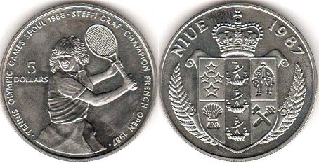 монета Ниуэ 5 долларов 1987