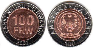 монета Руанда 100 франков 2007
