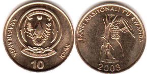 монета Руанда 10 франков 2003