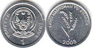 монета Руанда 1 франк 2003