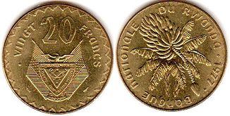 монета Руанда 20 франков 1977