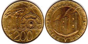 монета Сан-Марино 200 лир 1992