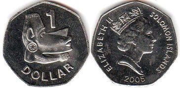 монета Соломоновы Oстрова 1 доллар 2005
