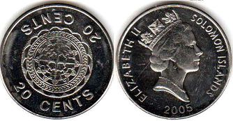 монета Соломоновы Oстрова 20 центов 2005