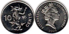 монета Соломоновы Oстрова 10 центов 2005