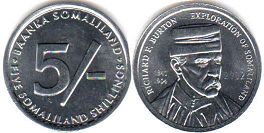 монета Сомалиленд 5 шиллингов 2002
